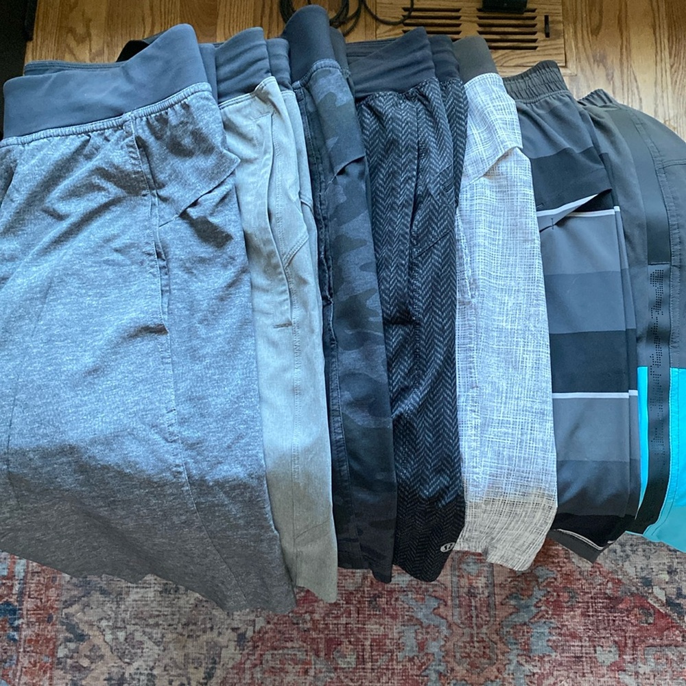 Seven pair of Lululemon men’s athletic shorts